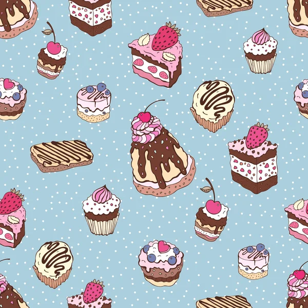 Naadloze cupcake patroon — Stockvector