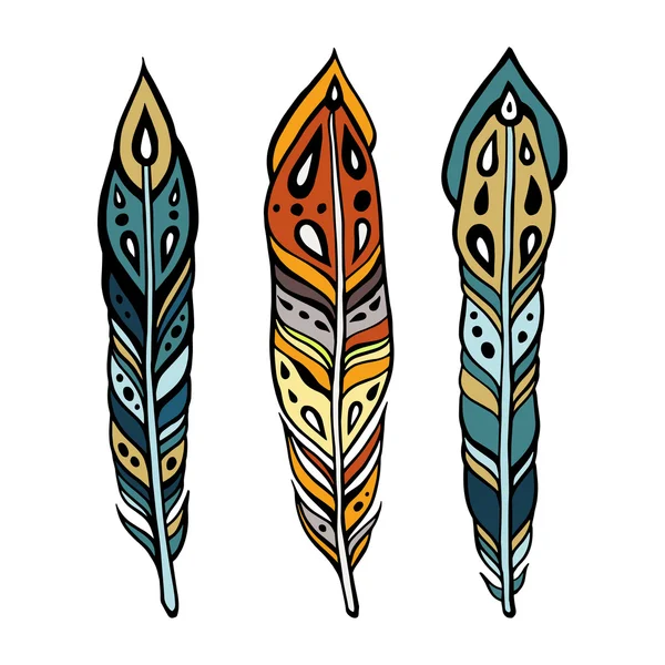 Vintage ethnic feathers. — Stock Vector