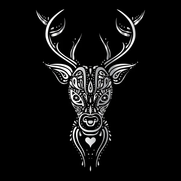 Testa di cervo. Stile del tatuaggio polinesiano — Vettoriale Stock