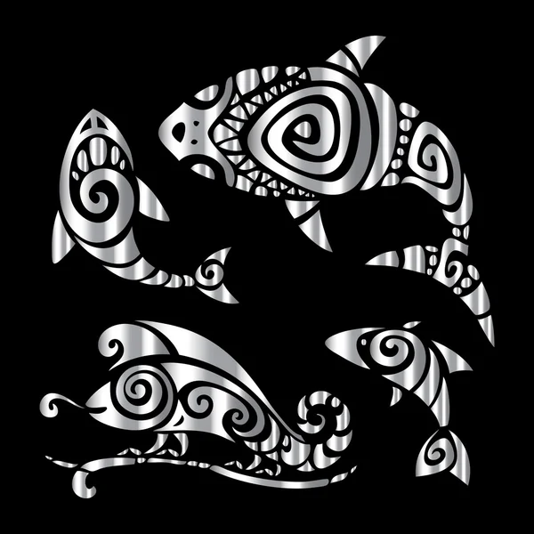 Jaszczurki. Polinezyjski tatuaż styl. — Wektor stockowy