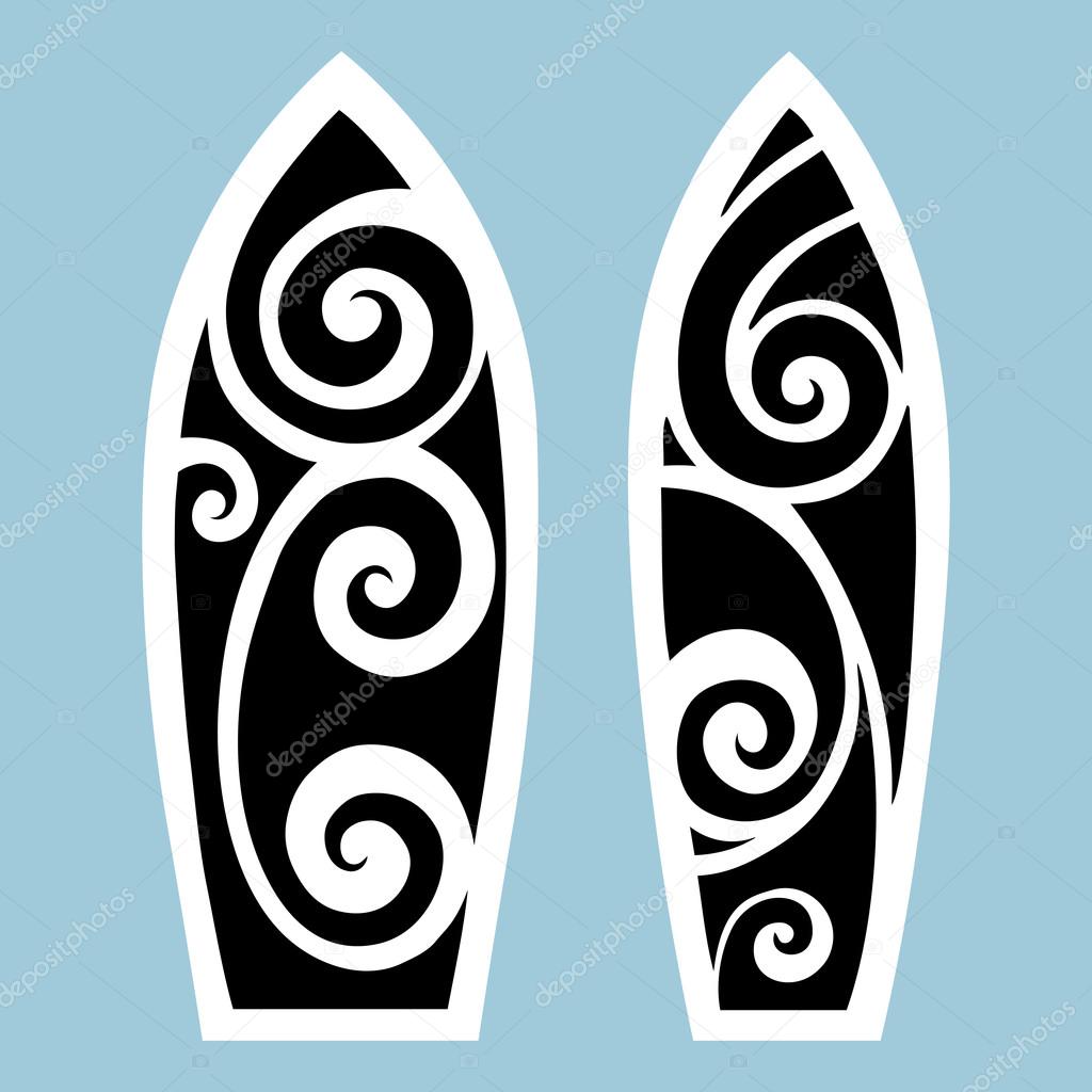 Tabla de surf. Estilo del tatuaje — Vector de stock © katyaulitina