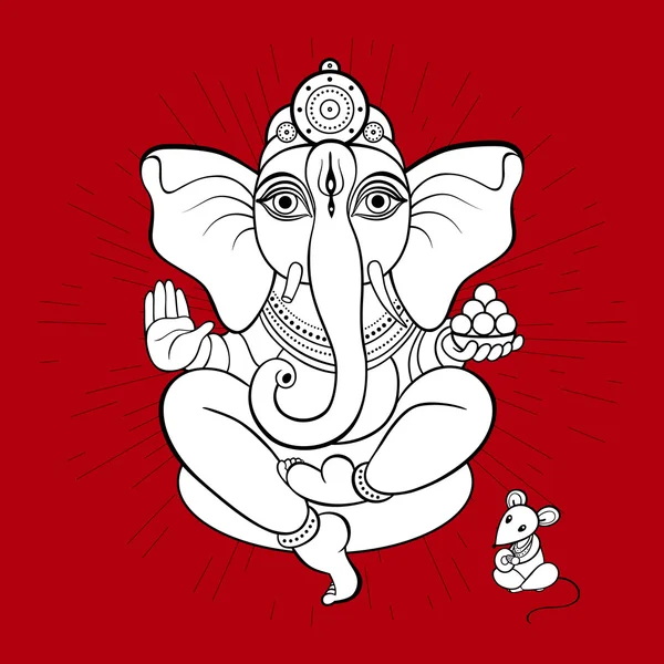 Ganesha ve fare — Stok Vektör