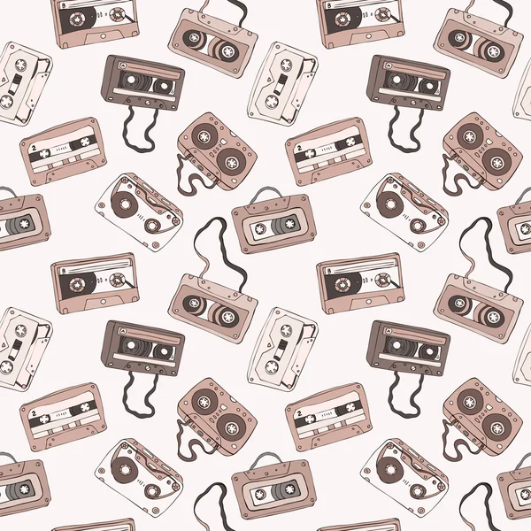 Cassette audio. Modèle sans couture . — Image vectorielle