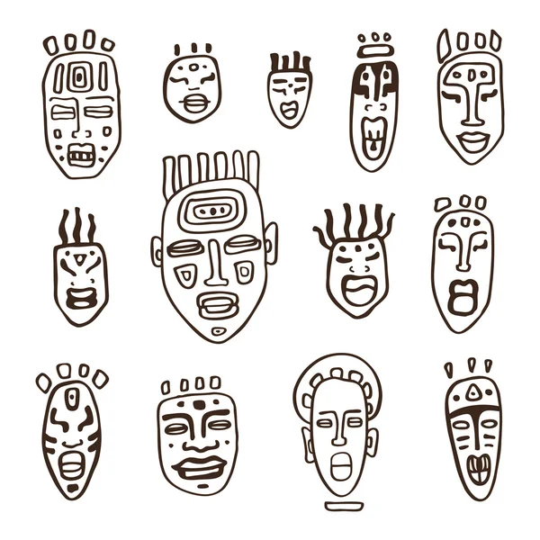 Set afrikanischer Masken. — Stockvektor