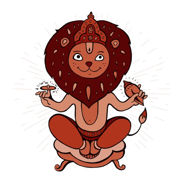 ヒンドゥー教の神ナラシンハ — ストックベクタ