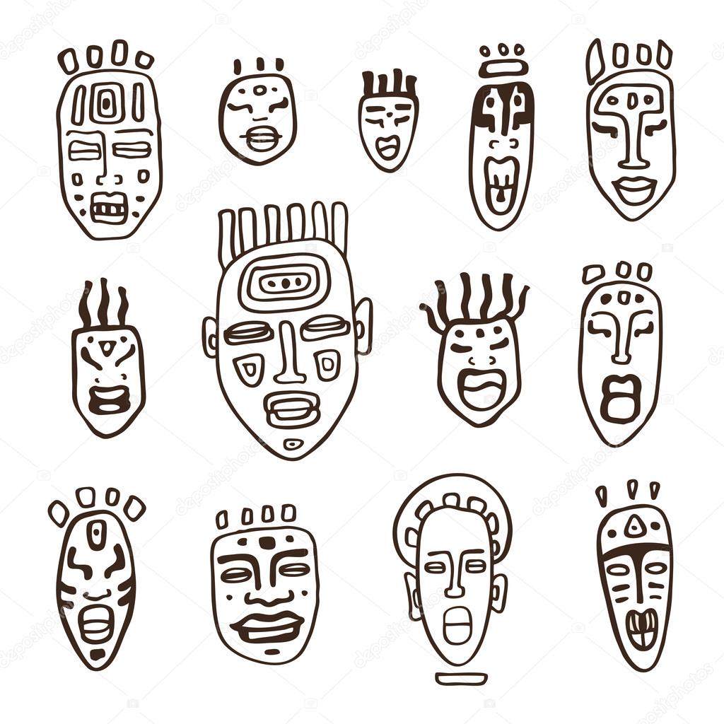 Maschere africane colorate imágenes de stock de arte vectorial | Depositphotos