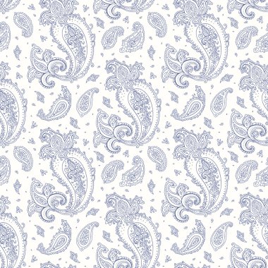Paisley el çekilmiş seamless modeli.