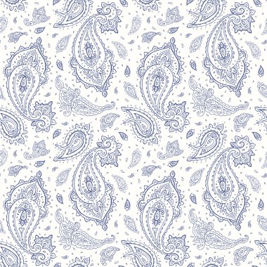 Paisley el çekilmiş seamless modeli.