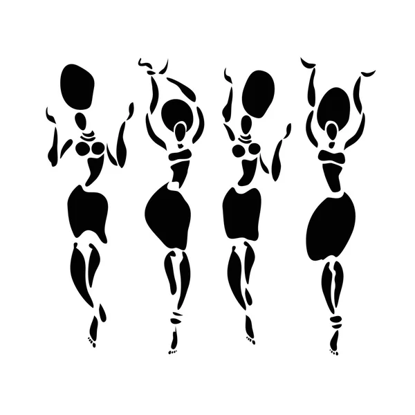 Set silhouette ballerini africani . — Vettoriale Stock