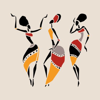 Afrikalı dansçılar siluet seti.