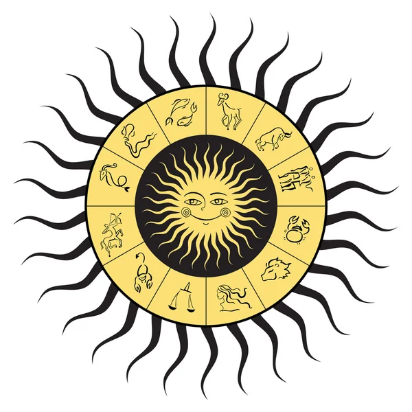 Zodiak kruh s znamení horoskopu — Stockový vektor