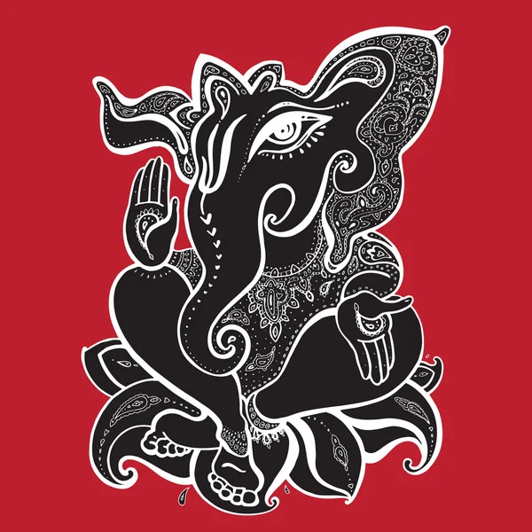 Ganesha hand getekende illustratie. — Stockvector