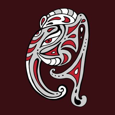 fil baş... Ganesha el çizilen illüstrasyon.