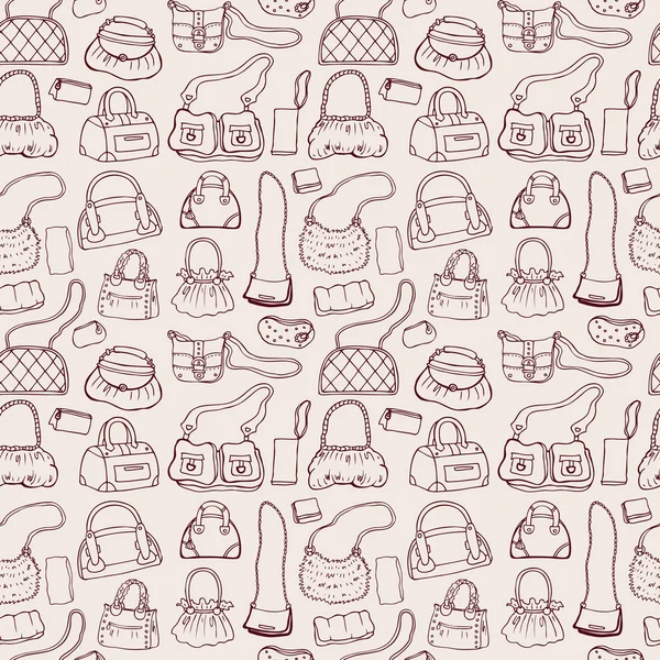 Kvinnor handväskor. Seamless mönster. — Stock vektor