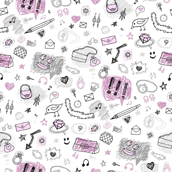 Accessories. Hand drawn seamless pattern. — Stockový vektor