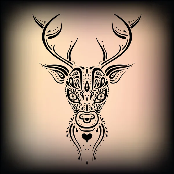 Tête de cerf. Modèle ethnique . — Image vectorielle