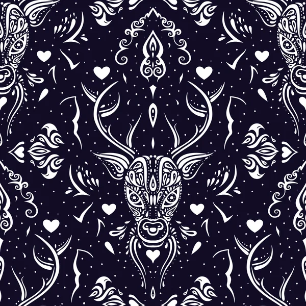 Deer head. Seamless pattern. — Stock Vector