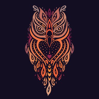 Decorative Owl. Ethnic pattern. clipart