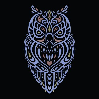 Dekoratif baykuş. etnik desen.