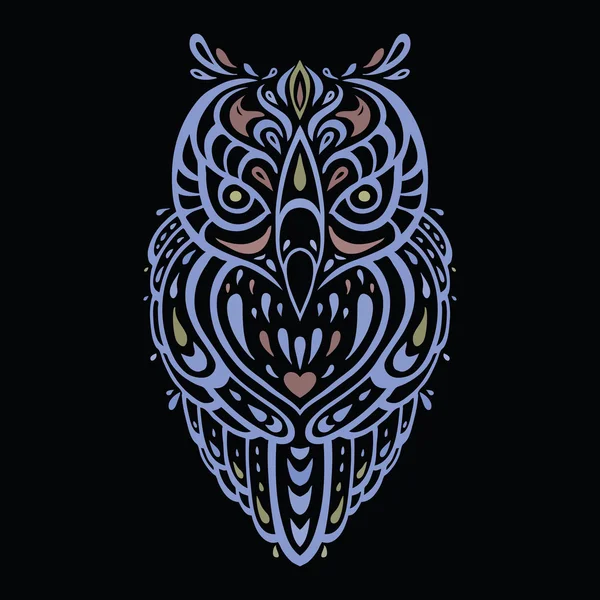 Decorative Owl. Ethnic pattern. — Stock Vector