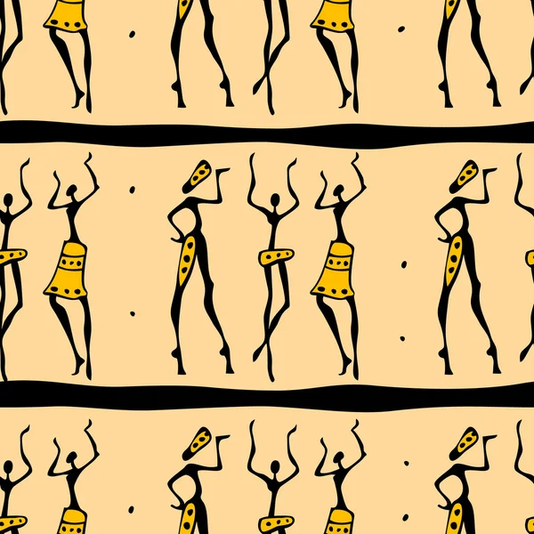 Bailarines africanos sin costuras . — Vector de stock