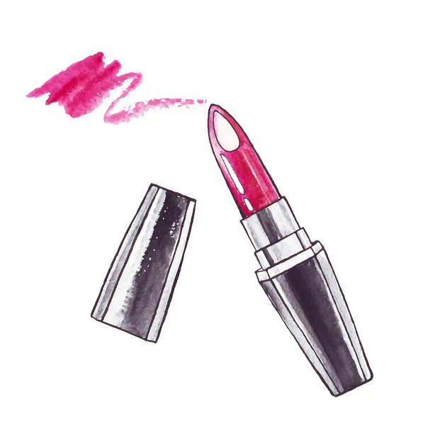 Hermoso lápiz labial de acuarela . — Vector de stock