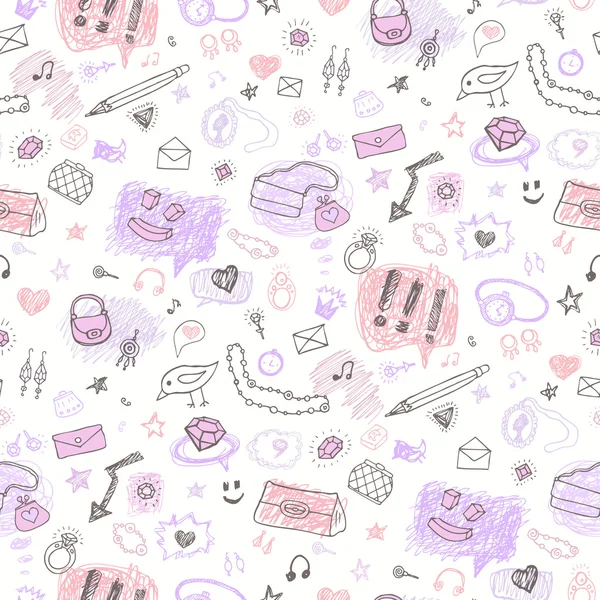 Accessories. Hand drawn seamless pattern. — Stockový vektor