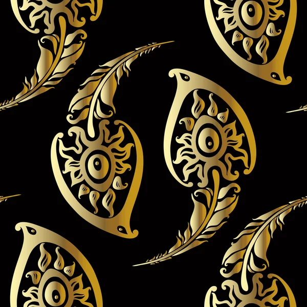 Beautiful peacock feathers. Gold pattern. — Stock Illustration Beautiful peacock feathers. Gold pattern. Stock Vector
