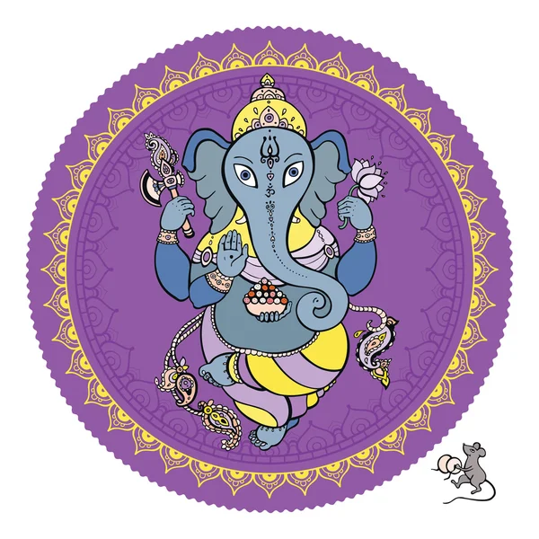 Lord Ganesha Illustrazione disegnata a mano . — Vettoriale Stock