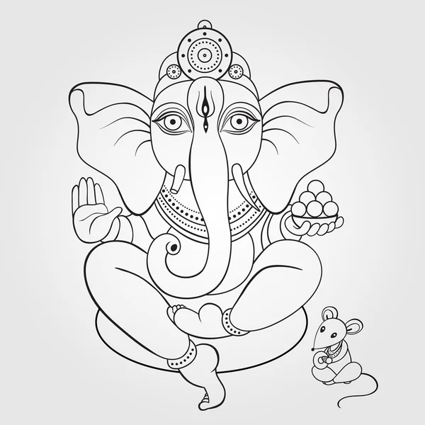 Señor Ganesha ilustración dibujada a mano . — Vector de stock
