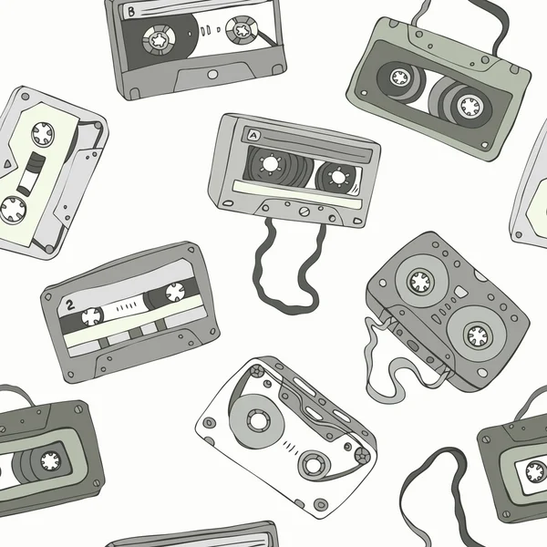 Seamless pattern of retro cassette tapes — Free Stock Photo