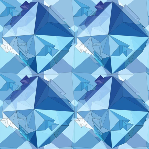 Kristall. nahtloser geometrischer 3D-Hintergrund. — Stockvektor