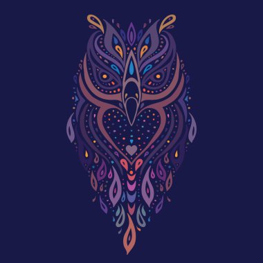 Dekoratif baykuş. etnik desen.