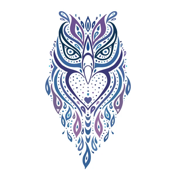 Decorative Owl. Ethnic pattern. — Stock Vector