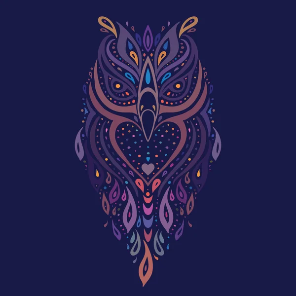Decorative Owl. Ethnic pattern. — Stock Vector