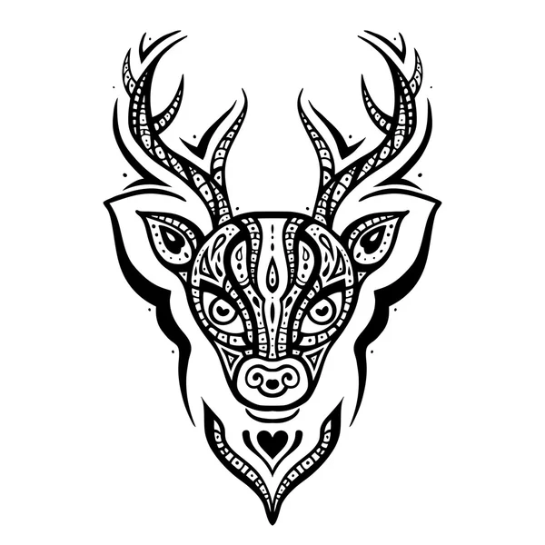 鹿の頭。エスニック パターン. — ストックベクタ