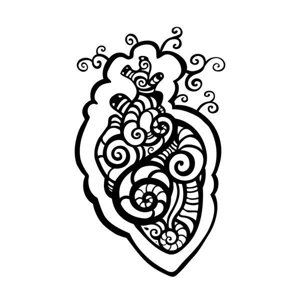 Coeur décoratif. Modèle ethnique . — Image vectorielle