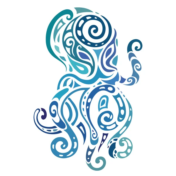 Ocean octopus. Ethnic pattern. — Stock Vector