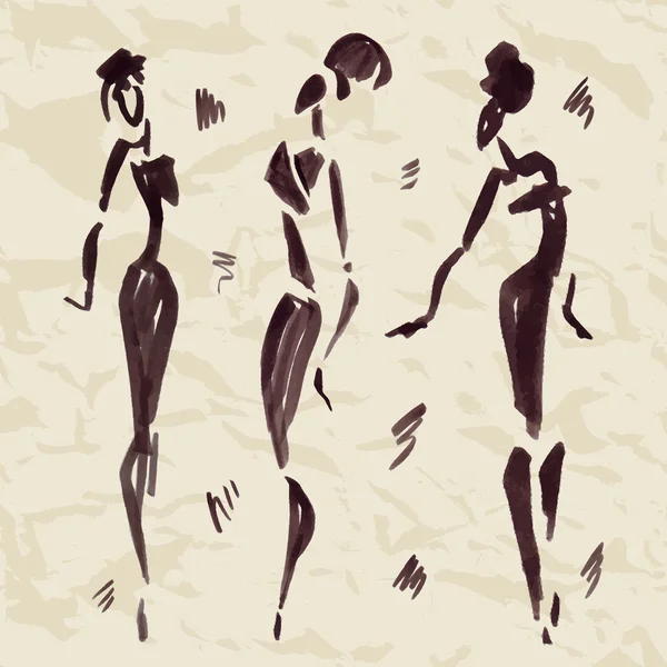 Cijfers van Afrikaanse dansers. Hand getekende illustratie. — Stockvector