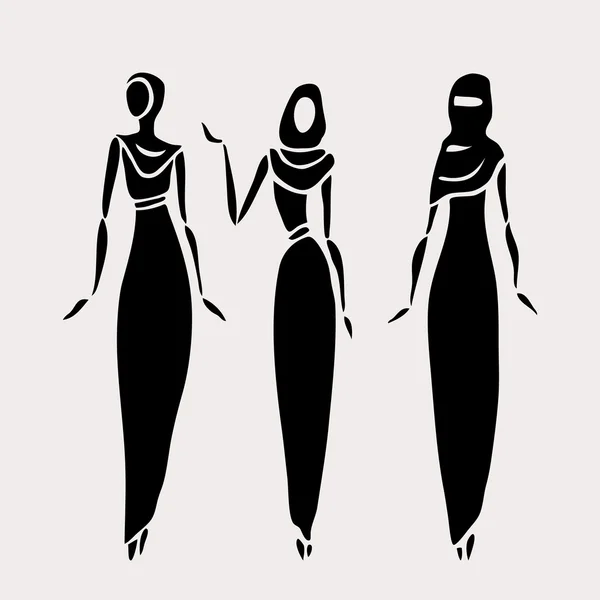 East women in veiled. — Stock Vector