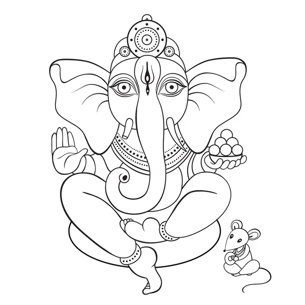 Señor Ganesha ilustración dibujada a mano . — Vector de stock