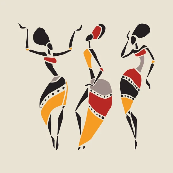 Conjunto de silhuetas de bailarinos africanos . — Vetor de Stock