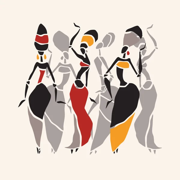 African dancers silhouette set. — Stock Vector