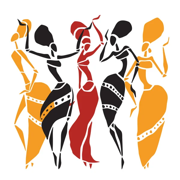 Ensemble de silhouette de danseurs africains . — Image vectorielle