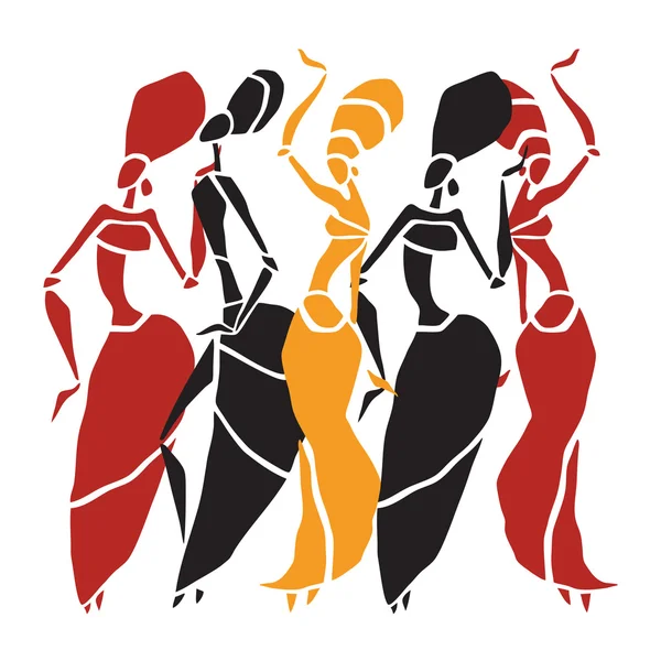 Conjunto de silueta de bailarines africanos . — Vector de stock