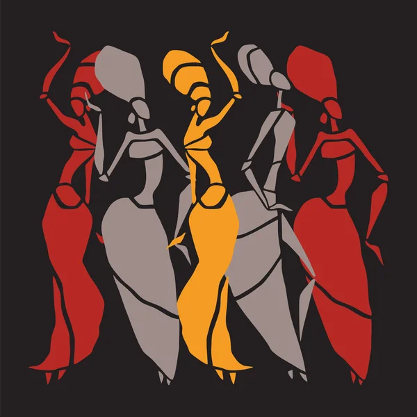 Ensemble de silhouette de danseurs africains . — Image vectorielle