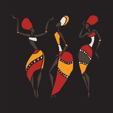 Afrikalı dansçılar siluet seti.