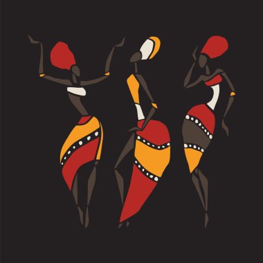 African dancers silhouette set. clipart