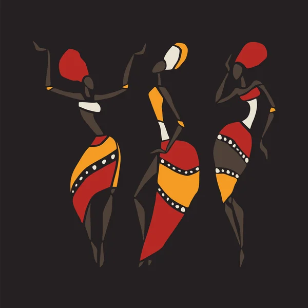 Conjunto de silhuetas de bailarinos africanos . — Vetor de Stock