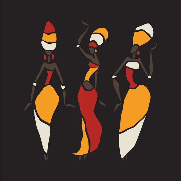 Afrikansk dansare silhouette set. — Stock vektor